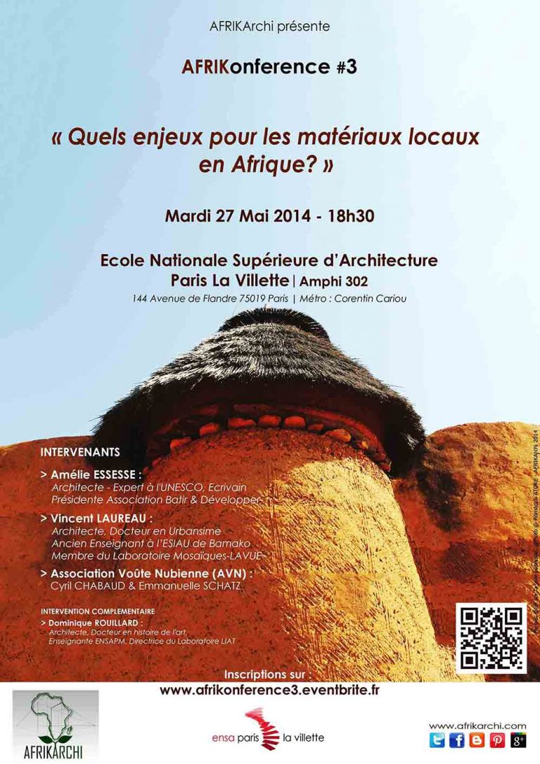AFRIKArchi organise une conférence le 27 mai 2014 à l’Ecole d’Architecture de Paris La Villette