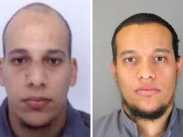 Les frères Kouachi, Said et Cherif, auteurs de l'attaque terroriste contre Charlie Hebdo à Paris qui a fait plus de 12 morts