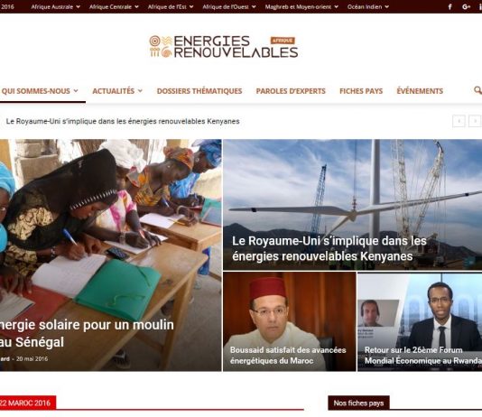 Le site www.energies-renouvelables-afrique.com référence l'ensemble de l'actualité des énergies renouvelables en Afrique