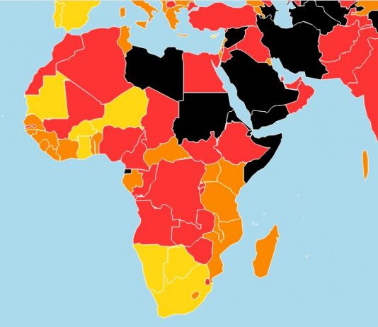 Carte de la liberté de la presse en Afrique