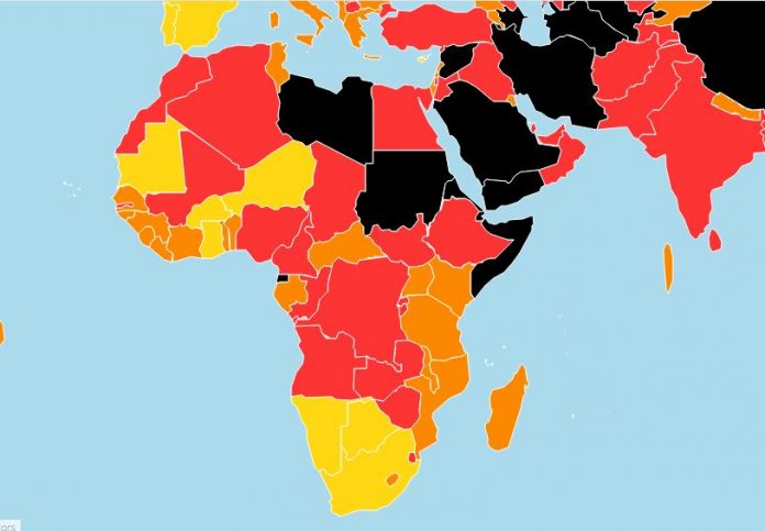 Carte de la liberté de la presse en Afrique