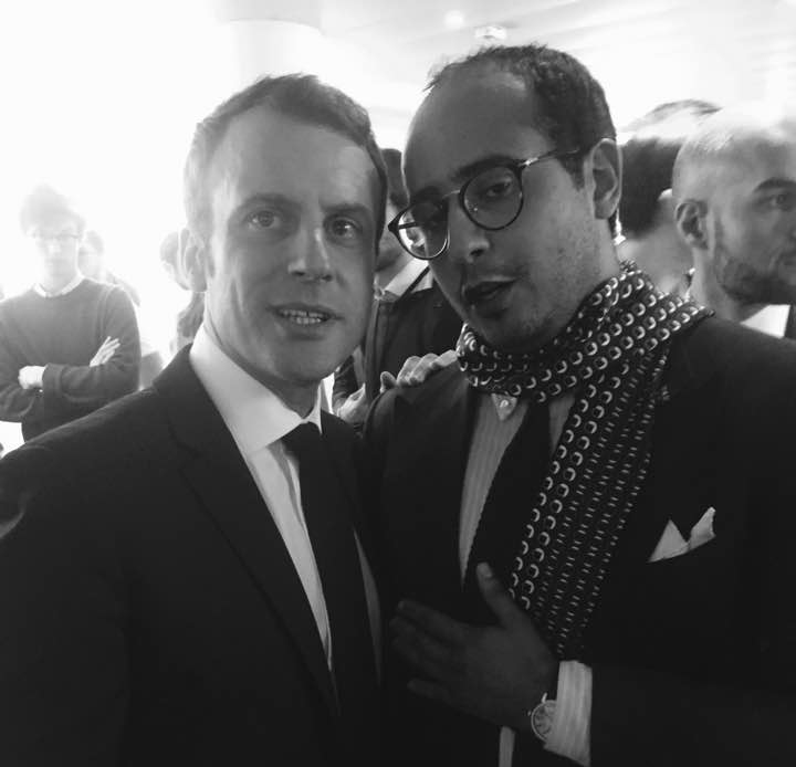 Emmanuel Macron et Hamza Hraoui fondateur d'En Marche au Maroc