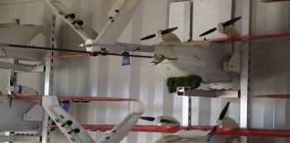 Le container permet le stockage des drones Zipline