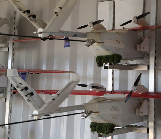 Le container permet le stockage des drones Zipline