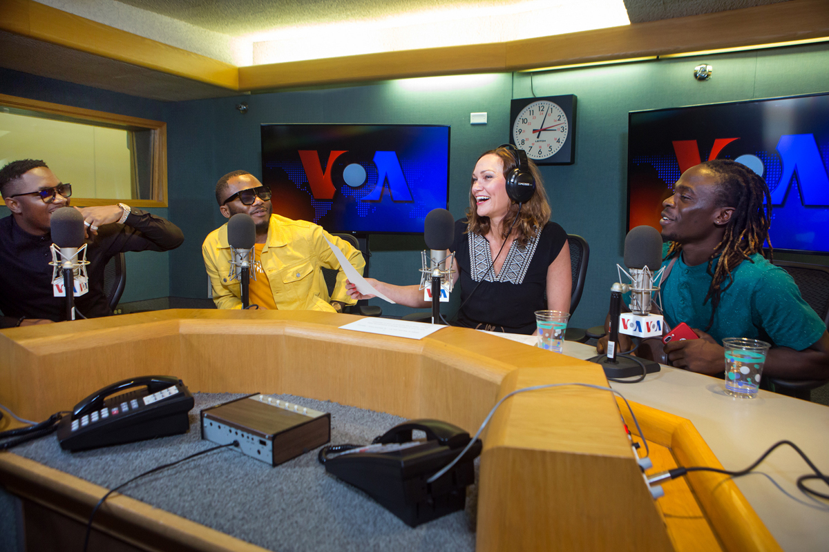 Left to Right: Stanley Enow, Magasco, Heather Maxwell, and Mr. Leo.