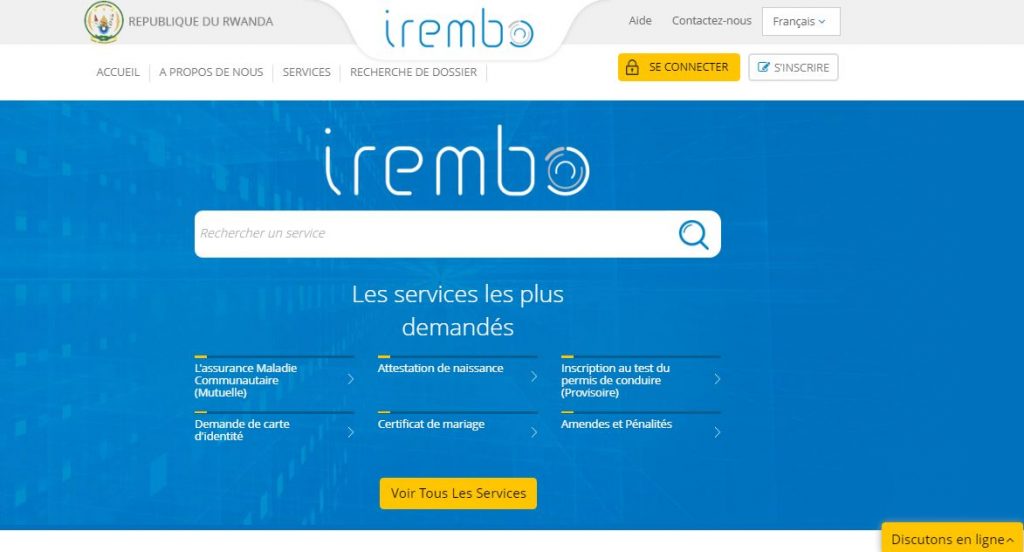 La plateforme Irembo du Rwanda Development Board