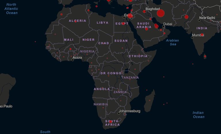 Carte Afrique coronavirus covid-19
