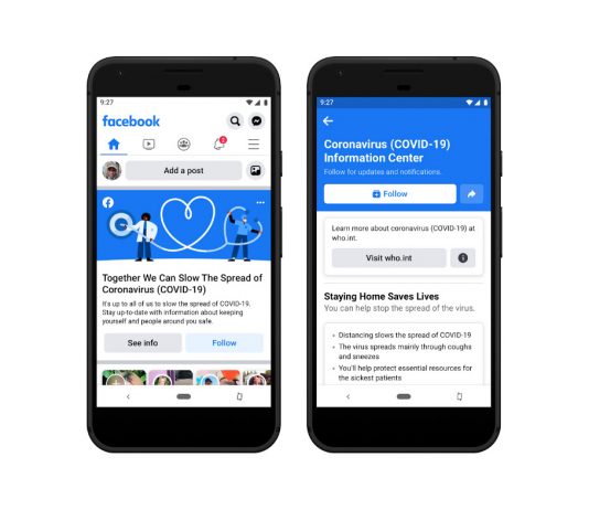 Centre information coronavirus Facebook