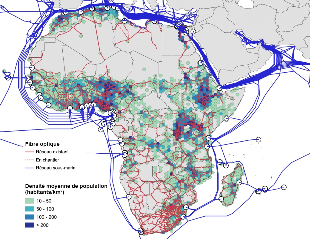 Fibre numérique Afrique et densité de population
